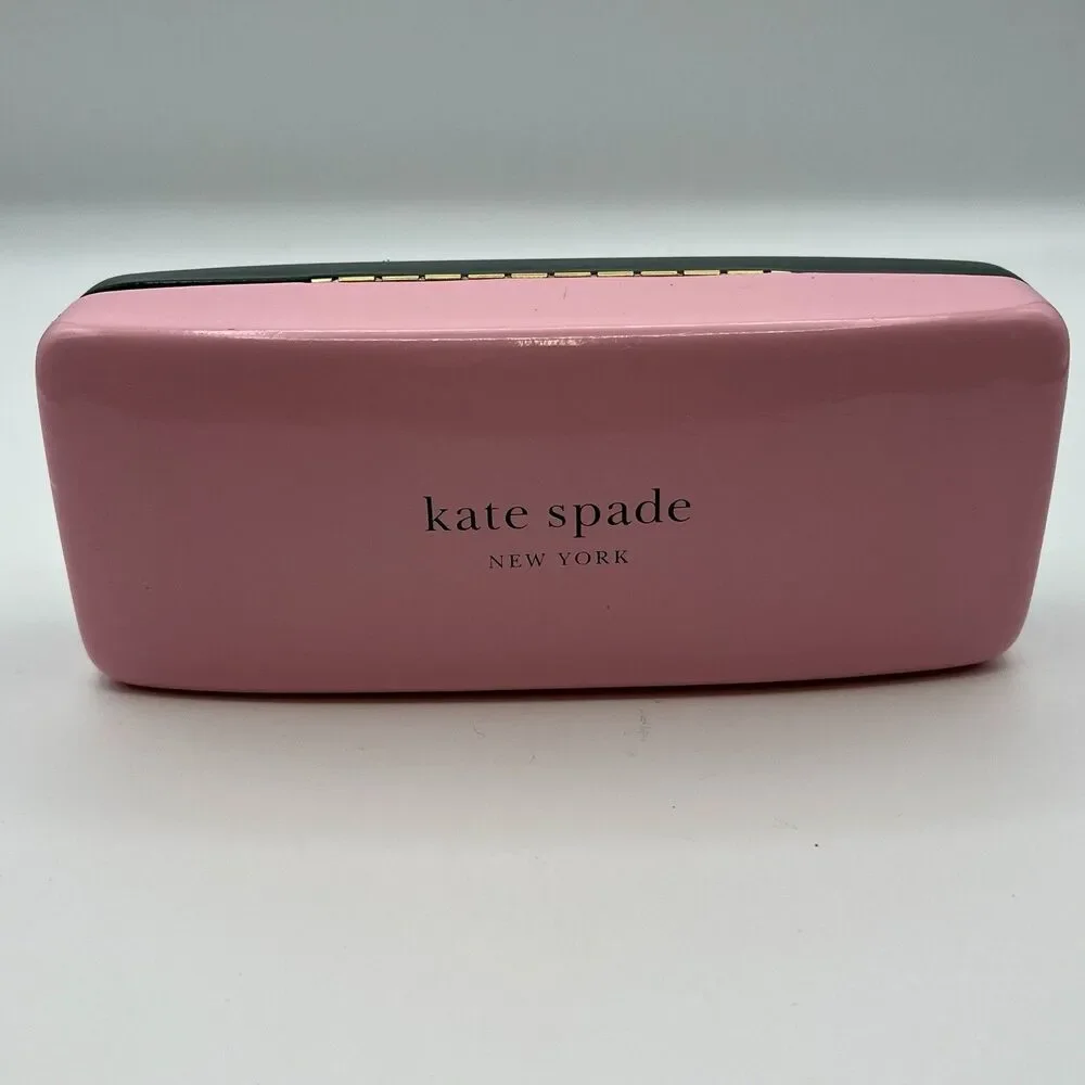 KATE SPADE NEW YORK PINK / GREEN CLAMSHELL SUNGLASSES CASE W/ CLEANING CLOTH‎